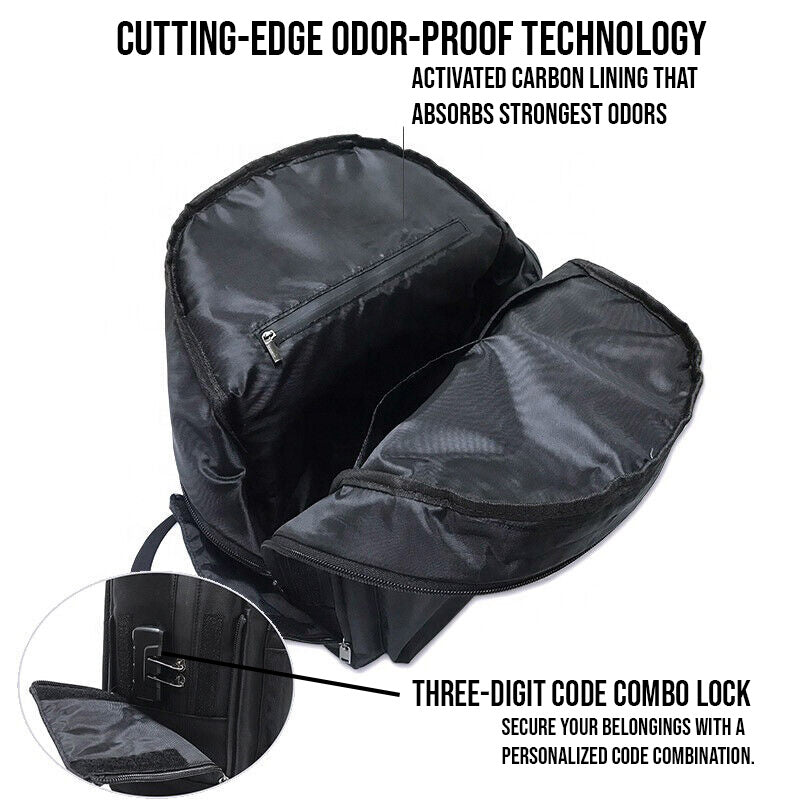 Smell Proof Backpack with Lock (Black)